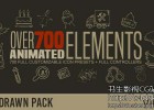 AE模板-700+手绘素描黑板粉笔铅笔图标动画元素预设包模版Hand Drawn Elements Pack免费下载