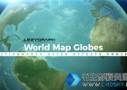 AE模板-高科技世界地图军事节目区域定位信息图表模版 World Map Globes免费下载