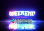 霓虹闪光俱乐部标志反射片头开场动画-AE模板工程Weekend Logo Revealer