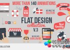 140组扁平化MG动画图形元素图表彩带徽章字幕效果-AE模板下载Flat Design