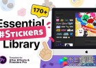 AE+Pr模板预设-174组卡通面部表情美颜装饰标签贴纸动画Essential Stickers Library