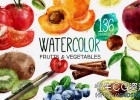 水彩蔬菜水果美食节目包装插图动画-AE模板 Watercolor Fruits And Vegetables