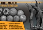 Zbrush三维树木枝干雕刻建模笔刷Tree Maker 117 ZBrush Brushes, 50 Alphas and 8 Tree Basemeshes