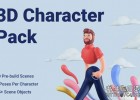 C4D三维个性化卡通角色ip绑定模型包3D Character Pack