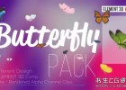 E3D插件制作三维逼真蝴蝶拍打翅膀飞舞动画-AE模板Butterfly Pack – Element 3D
