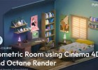 C4D/OC渲染器制作等轴2.5D房子建模渲染教程How to Make an Isometric Room in Cinema 4D and Octane