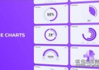 简单企业饼图径向条形图动态图形PR模板Infographics Pie Charts | MOGRT