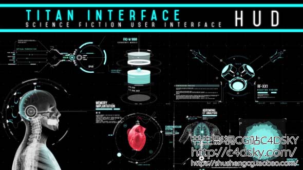 AE模板免费下载; 书生C4DSKY;Videohive HUD - Titan Interface, computer, hud, HUD data, HUD elements, HUD graphics, HUD infographics, interface, modular, movies, package, plexus, scifi, technology