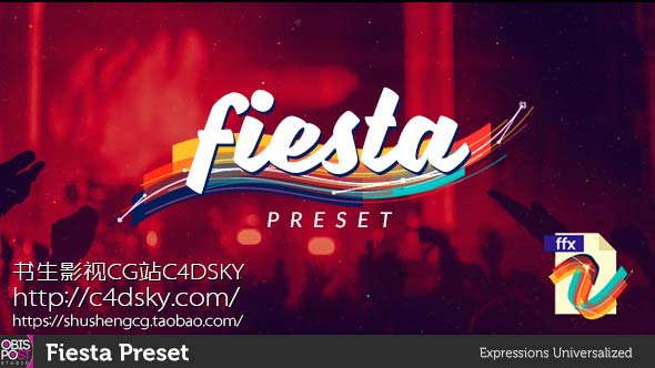 AE模板免费下载; 书生C4DSKY;Videohive Fiesta Preset, animation, cartoon, colorful, extrude, fiesta, happy, lines, logo, mask, motion graphics, party, stroke, text, transition