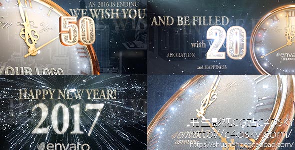 AE模板免费下载; 书生C4DSKY;Videohive 2017 New Year Countdown,celebration, christmas, city, clock, countdown, eve, fireworks, greetings, happy, holidays, midnight, new year, night, party, xmas