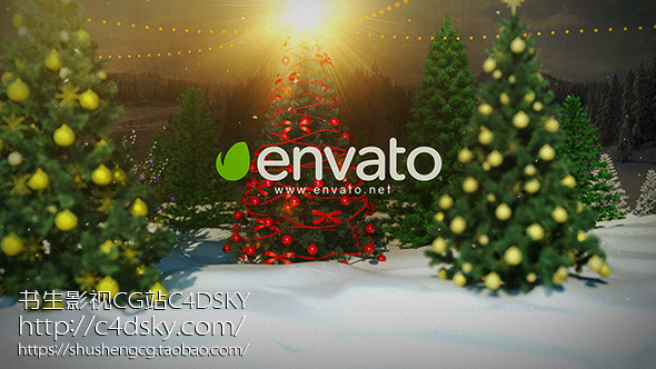 AE模板免费下载; 书生C4DSKY;Videohive Christmas Logo，3d intro, christmas, christmas logo, christmas tree, greeting, happy new year, holiday, logo, magical, merry christmas, opener, wood, xmas