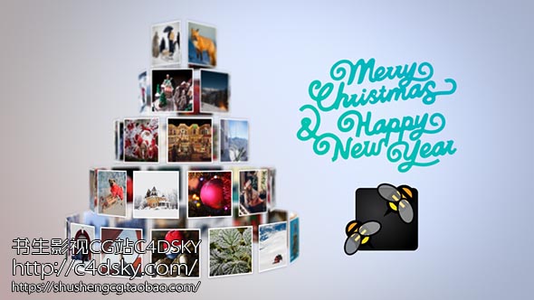 AE模板免费下载; 书生C4DSKY;Videohive Christmas Tree Slideshow, 3d gallery, christmas, christmas logo, christmas tree, clean wishes, corporate greeting, happy holiday, logo openner, logo reveal, Magic Intro, new year, photo, slideshow, winter card, xmas