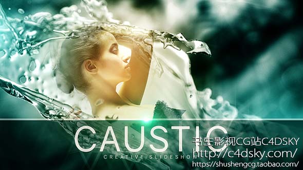 AE模板免费下载; 书生C4DSKY;Videohive Caustic， 3d, crystals, elegant, inspiration, opener, slideshow, slow motion, splash, water, wedding