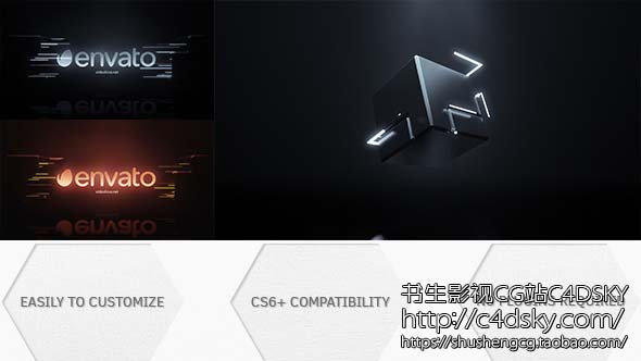 AE模板免费下载; 书生C4DSKY;Videohive Cube | Logo Reveal，3d, abstract logo, broadcast, cinematic, dark, digital, futuristic, hi-tech, identity, modern, power, reflective, rising, stylish, technology