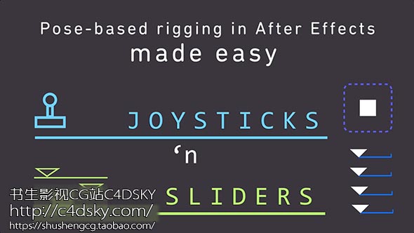 AEscripts Joystick 'n Sliders 1.5是一个After Effects无限制的基于pose-based绑定系统。操纵杆可以控制3D人物面部动画。有了这个工具，你只需设置连续五关键帧来代表你的方向，右，左，顶部和底部。在图层上可以即时创建动画，在开始和结束位置设置关键帧，即可生成过渡动画，还可使用滑块来控制动画的任意位置， 