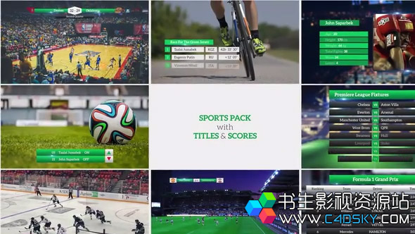 Motionarray Sports Pack With Titles And Scores体育比赛评分标题包Pr模版