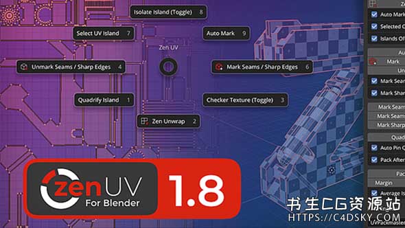 Blender插件-快速创建UV三维模型展UV插件Zen UV v1.81 for Blender 