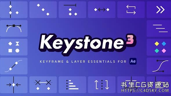 AE自动化关键帧复制粘贴对齐镜像图层控制脚本 Aescripts Keystone 3 V1.00.01 + 中文字幕教程