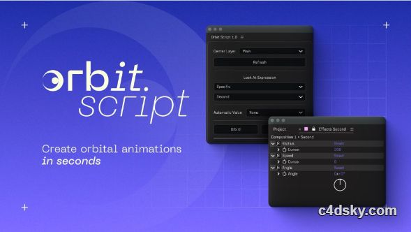 中文汉化AE脚本-图层快速添加轨道环绕动画脚本 Orbit Script V1.0.0