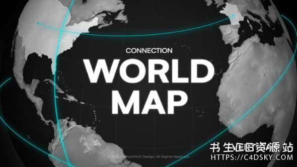 AE模板-可视化全球连接国际关系演示动画模板World Map Infographic Global Connection Presentation