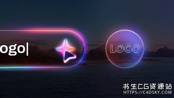 AE模板-液体玻璃搜索标志揭示Fluid Glass Logo Reveal with Search Bar Animation