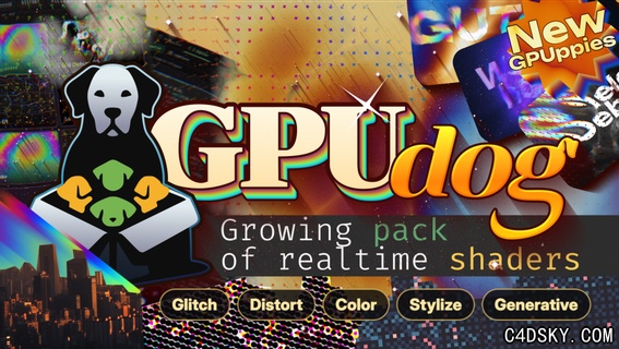 AE实时故障失真扭曲调色分形像素化特效插件AEscripts GPUDog Pro V1.2.0 Win + 使用教程